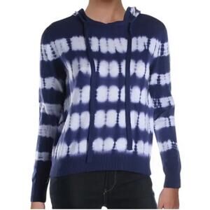 NWT Aqua Blue White Striped Tie Dye Lightweight Hoodie